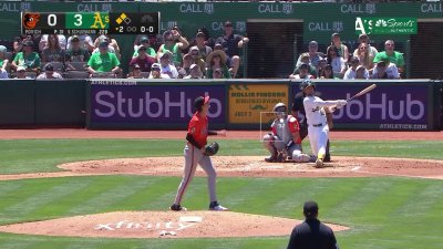 Schuemann's three-run homer gives A's commanding lead over Orioles