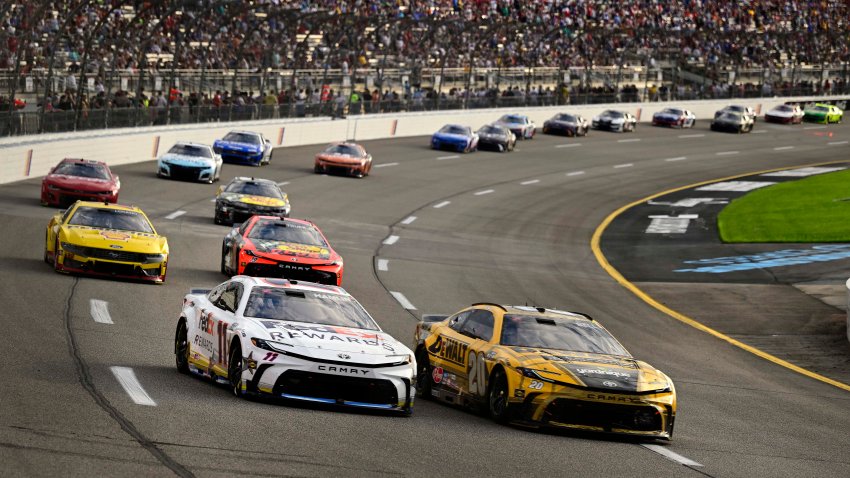 Denny Hamlin and Christopher Bell race at Richmond Raceway