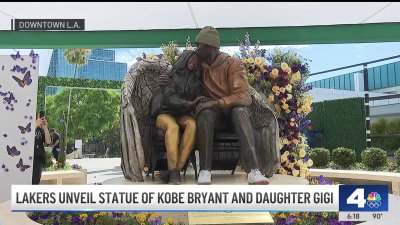 Lakers unveil statue of Kobe Bryant and daughter Gigi