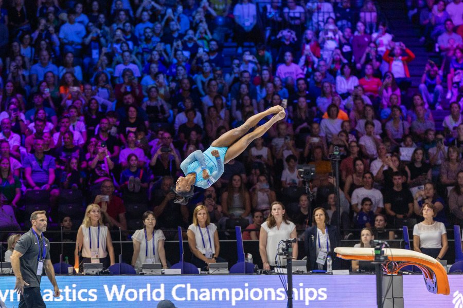 Biles performs the fifth gymnastics move to be named for her