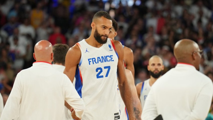 PARIS, FRANCE – AUGUST 6: Rudy Gobert #27 of Team France looks on after the game on August 6, 2024 at the Place de la Concorde in Paris, France. NOTE TO USER: User expressly acknowledges and agrees that, by downloading and/or using this photograph, user is consenting to the terms and conditions of the Getty Images License Agreement. Mandatory Copyright Notice: Copyright 2024 NBAE (Photo by Jesse D. Garrabrant/NBAE via Getty Images)