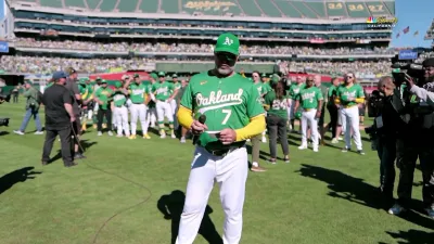 Kotsay addresses Coliseum crowd after emotional final game in Oakland