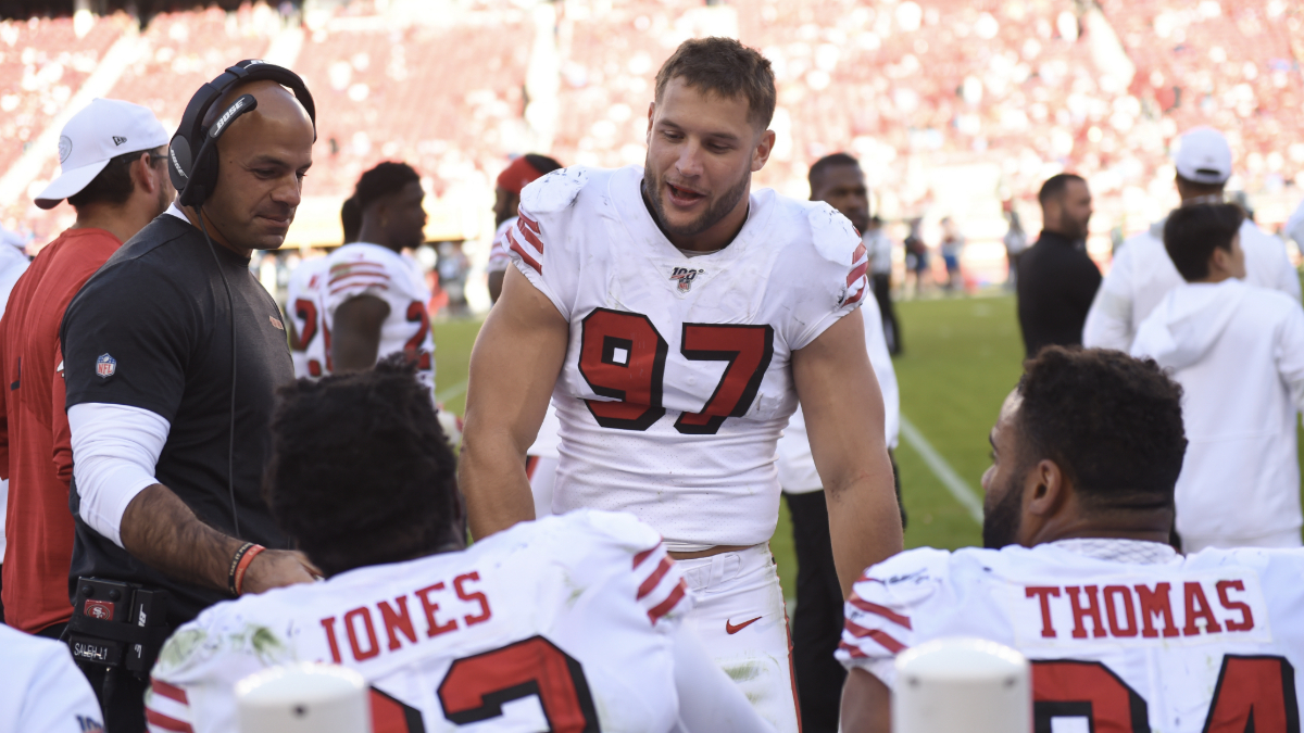 Robert Saleh’s funny Joe Staley story highlights Nick Bosa’s dominance ...