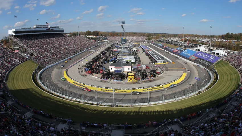 A general view of racing during the NASCAR Cup Series Xfinity 500 at Martinsville Speedway