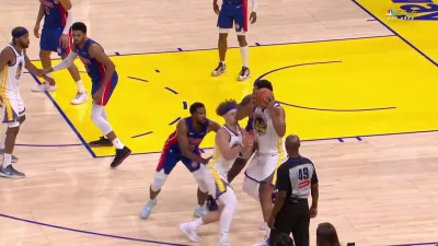 Podz takes TJD elbow to nose, exits Warriors preseason game