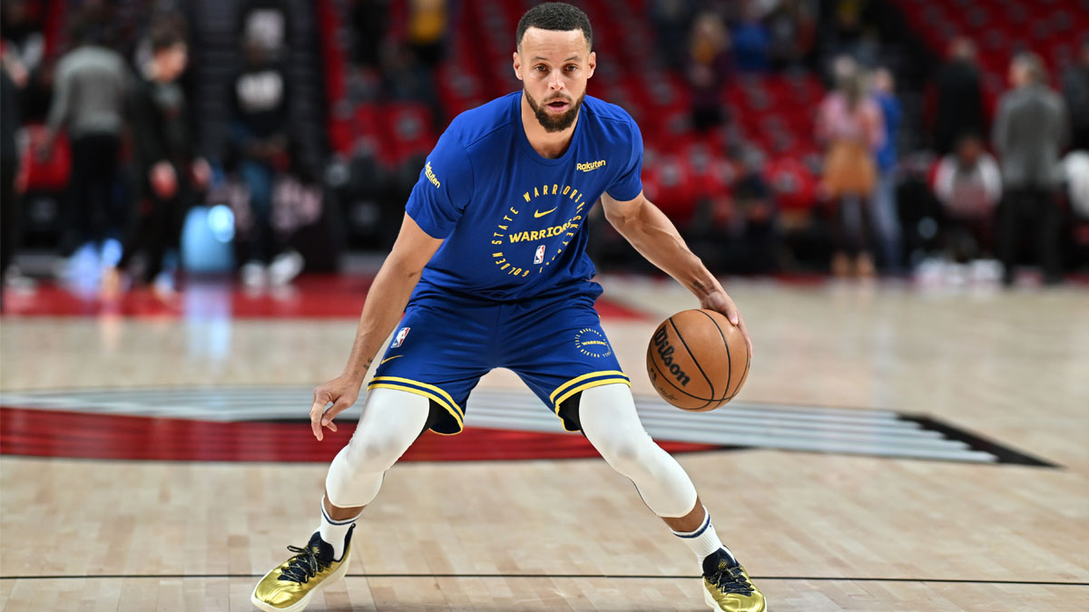 Steph Debuts New Gold Medal Curry 12s In Warriors NBA Season Opener Steph Curry GettyImages 2180626767 