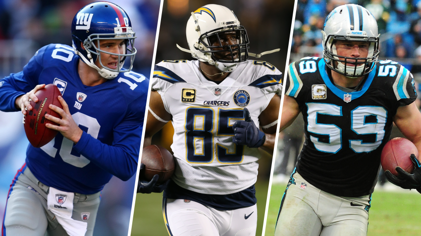 Split image of Eli Manning, Antonio Gates and Luke Kuechly