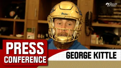 49ers' Kittle forced to don UCLA helmet after losing bet to Brendel