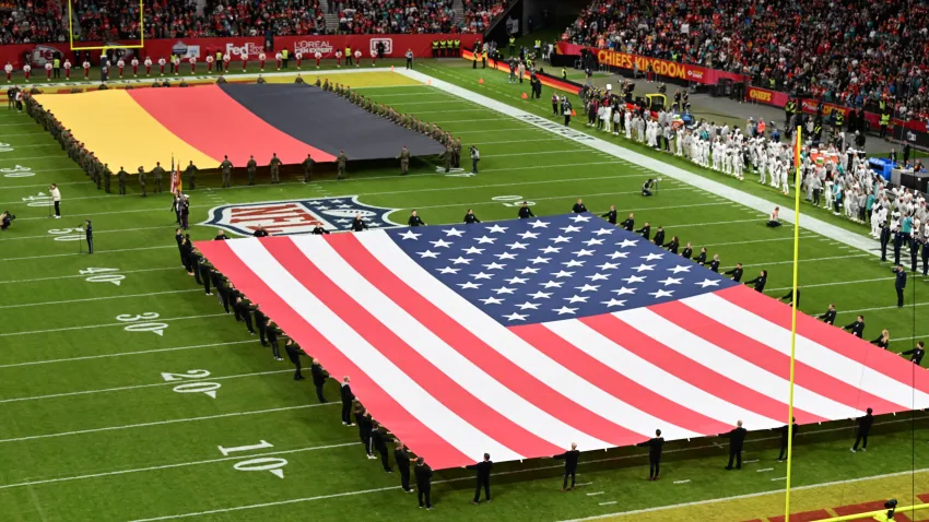 The flags of Germany and the USA