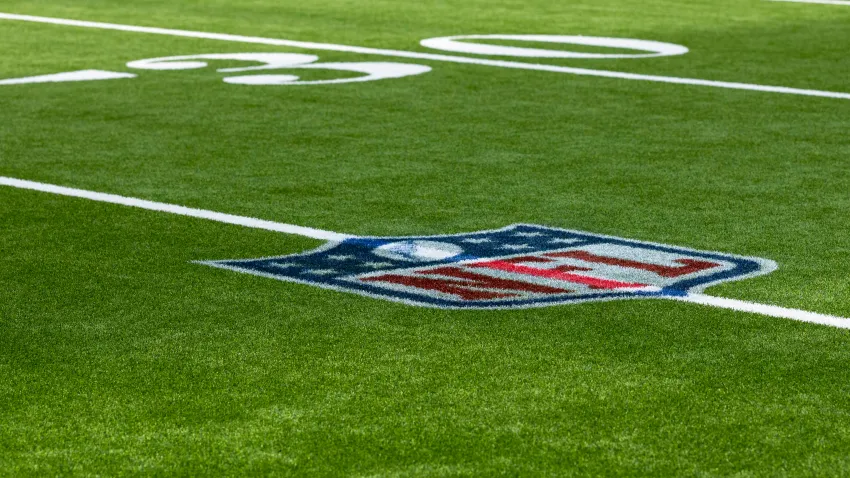 A detail view of the NFL logo