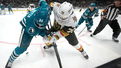 Sharks surrender another third-period lead in loss to Golden Knights 