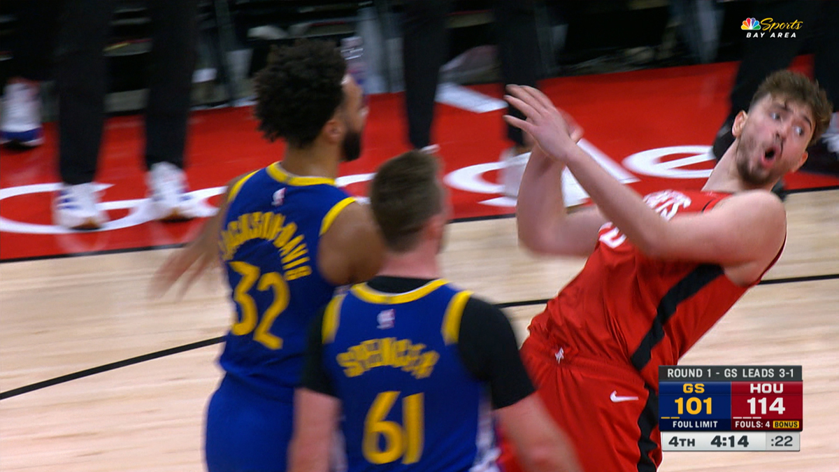 Warriors guard Pat Spencer ejected for headbutting Alperen Sengun in Game 5 loss