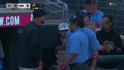 Twins' Baldelli, umpire have heated discussion during Giants game