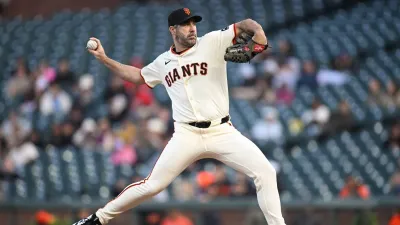 May 1, 2025; San Francisco, California, USA; San Francisco Giants starting pitcher Justin Verlander (35) throws against the Colorado Rockies in the first inning at Oracle Park. Mandatory Credit: Eakin Howard-Imagn Images
