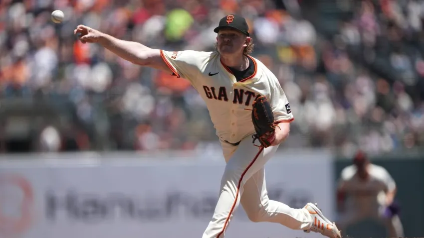 SAN FRANCISCO, CALIFORNIA – MAY 21: Logan Webb #62 of the San Francisco Giants pitches against the Kansas City Royals in the top of the first inning at Oracle Park on May 21, 2025 in San Francisco, California. (Photo by Thearon W. Henderson/Getty Images)