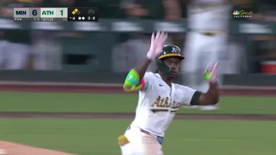 Butler's three-run homer inches Athletics closer vs. Twins