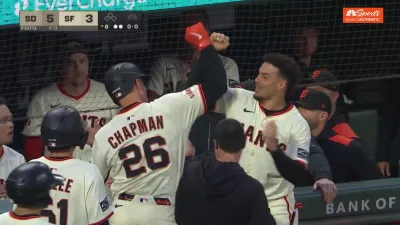 Chapman blasts two-run homer to cut Giants' deficit in half