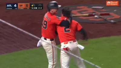 Giants walk off Braves on Johnson wild pitch in 5-4 win