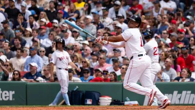 BOSTON, MA – JUNE 15: Rafael Devers #11 of the Boston Red Sox hits a solo home run in the fifth inning during the game between the New York Yankees and the Boston Red Sox at Fenway Park on Sunday, June 15, 2025 in Boston, Massachusetts. (Photo by Natalie Reid/MLB Photos via Getty Images)