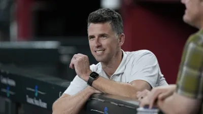 PHOENIX, ARIZONA – JUNE 30: President of baseball operations Buster Posey of the San Francisco Giants looks on in a game against the Arizona Diamondbacks at Chase Field on June 30, 2025 in Phoenix, Arizona. (Photo by Andy Kuno/San Francisco Giants/Getty Images)