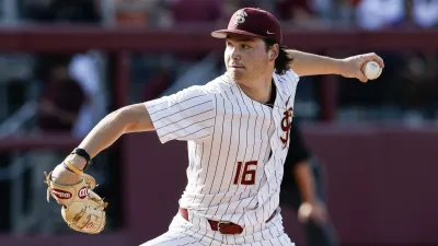 TALLAHASSEE, FL – MAY 02: Pitcher Jamie Arnold #16 of the Florida State Seminoles delivers a pitch during game against the Clemson Tigers during the baseball game on Mike Martin Field at Dick Howser Stadium on May 2, 2025 in Tallahassee, Florida. The 5th ranked Seminoles defeated the 3rd ranked Tigers 6 to 5 in 11 innings. (Photo by Don Juan Moore/Getty Images)