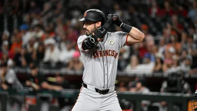 PHOENIX, ARIZONA – SEPTEMBER 15: Bryce Eldridge #78 of the San Francisco Giants bats in the second inning against the Arizona Diamondbacks at Chase Field on September 15, 2025 in Phoenix, Arizona. It was Eldridge’s first MLB at bat. (Photo by Norm Hall/Getty Images)