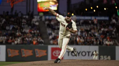 Sep 22, 2025; San Francisco, California, USA; San Francisco Giants starting pitcher Justin Verlander (35) delivers a pitch against the St. Louis Cardinals during the third inning at Oracle Park. Mandatory Credit: D. Ross Cameron-Imagn Images