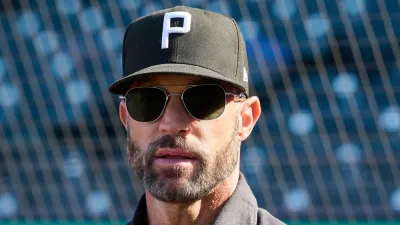 Aug 31, 2024; San Francisco, California, USA; Miami Marlins assistant general manager and former San Francisco Giants manager Gabe Kapler watches batting practice before the game between the San Francisco Giants and the Miami Marlins at Oracle Park. Mandatory Credit: Robert Edwards-USA TODAY Sports