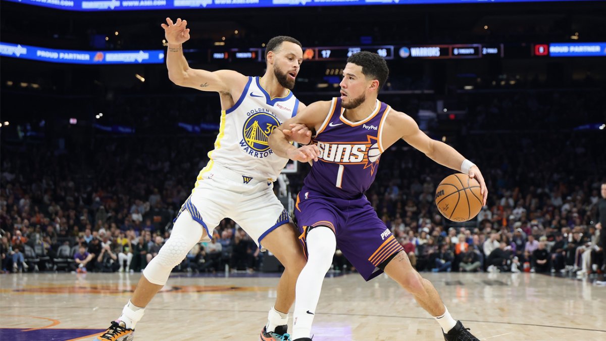 Steph Curry signs Devin Booker's 'Chevy' Book 1 sneakers after Warriors' 99-98 loss to Suns