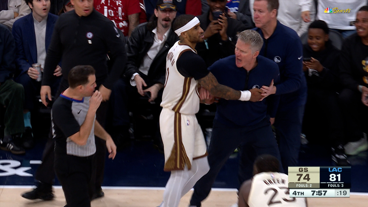 Irate Steve Kerr ejected after referees miss goaltending call &ndash; NBC Sports  Bay Area & California