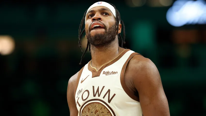 MINNEAPOLIS, MINNESOTA – JANUARY 26: Buddy Hield #7 of the Golden State Warriors looks on against the Minnesota Timberwolves in the fourth quarter at Target Center on January 26, 2026 in Minneapolis, Minnesota. The Timberwolves defeated the Warriors 108-83. NOTE TO USER: User expressly acknowledges and agrees that, by downloading and or using this photograph, User is consenting to the terms and conditions of the Getty Images License Agreement. (Photo by David Berding/Getty Images)
