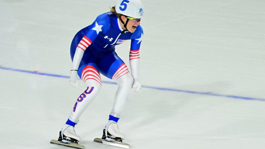 Mia Manganello celebrates winning bronze