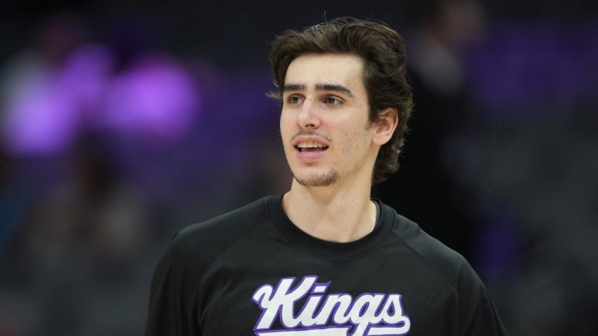 Apr 5, 2026; Sacramento, California, USA; Sacramento Kings center Maxime Raynaud (42) before the game against the LA Clippers at Golden 1 Center. Mandatory Credit: Darren Yamashita-Imagn Images
