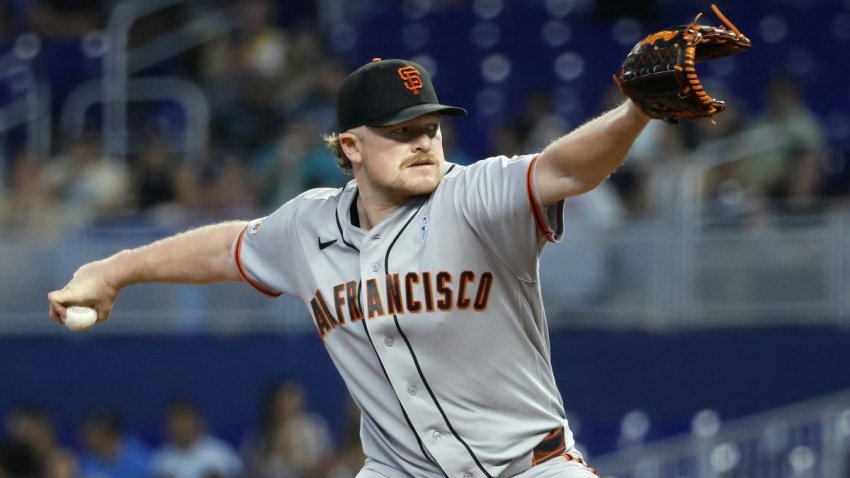 Jun 21, 2026; Miami, Florida, USA;  San Francisco Giants starting pitcher Logan Webb (62) throws against the Miami Marlins during the first inning at loanDepot Park. Mandatory Credit: Rhona Wise-Imagn Images