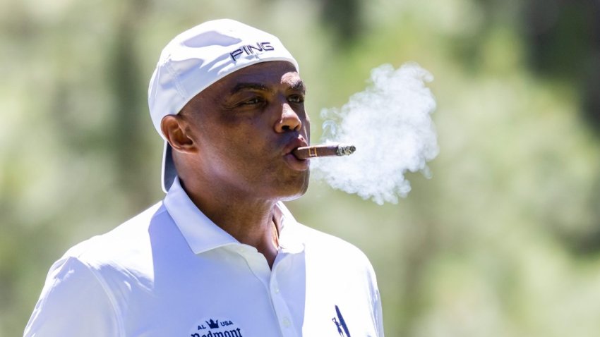 STATELINE, NV – JULY 10: Charles Barkley smokes a cigar during the first round of the American Century Championship on July 10, 2026 at Edgewood Tahoe Golf Course in Tahoe, NV. (Photo by Matthew Huang/Icon Sportswire via Getty Images)