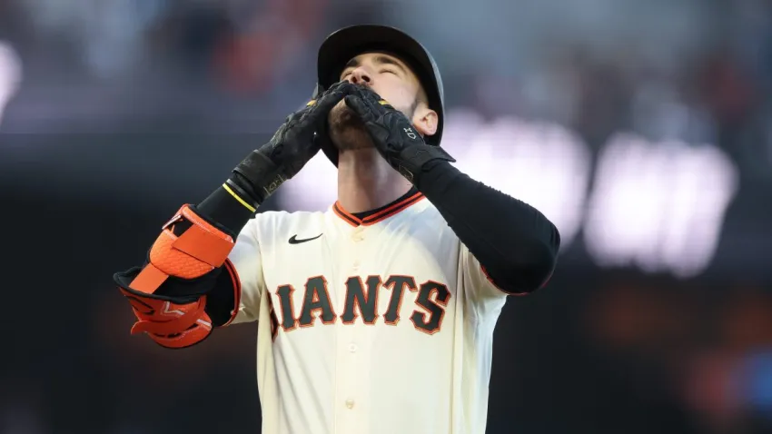 SAN FRANCISCO, CALIFORNIA – JULY 09: Bryce Eldridge #8 of the San Francisco Giants reacts as he rounds the bases after he hit a home run against the Colorado Rockies in the fourth inning at Oracle Park on July 09, 2026 in San Francisco, California. (Photo by Ezra Shaw/Getty Images)