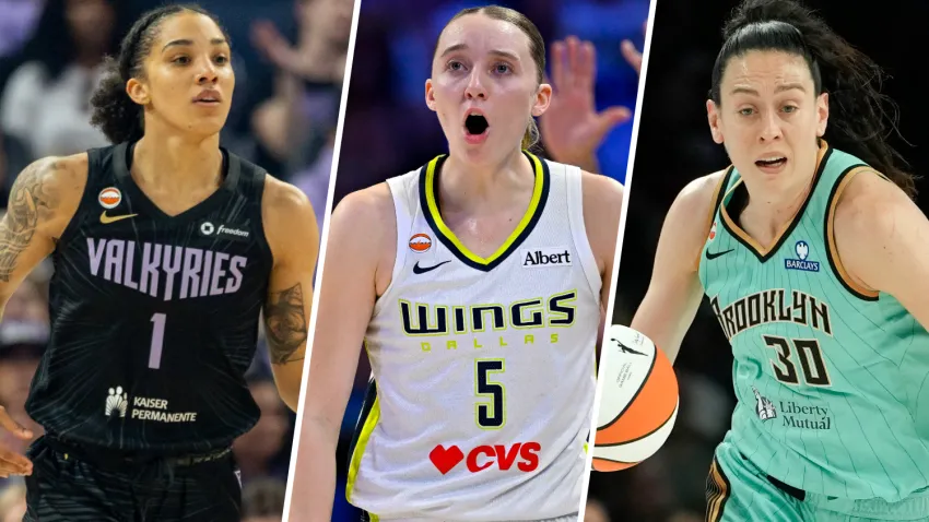 Gabby Williams, Paige Bueckers and Breanna Stewart