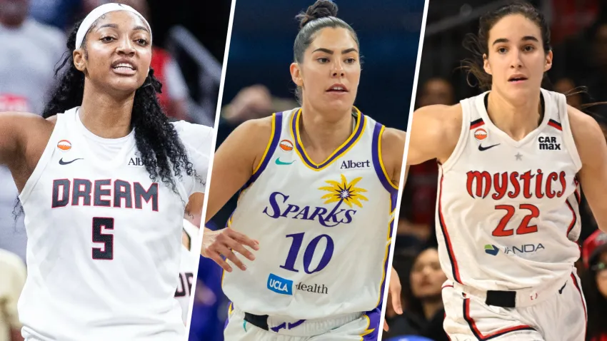 Angel Reese, Kelsey Plum and Sonia Citron