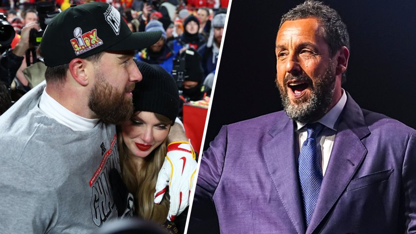 Travis Kelce, Taylor Swift and Adam Sandler