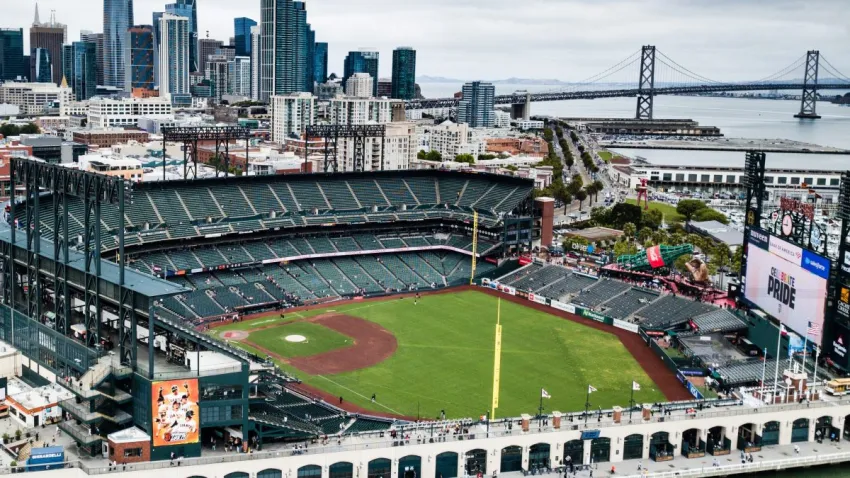 SAN FRANCISCO, CA – JUNE 25: General sky view of Oracle Park before a MLB game between the Athletics and the San Francisco Giants on June 25, 2026 at Oracle Park in San Francisco, CA. (Photo by Trinity Machan/Icon Sportswire via Getty Images)