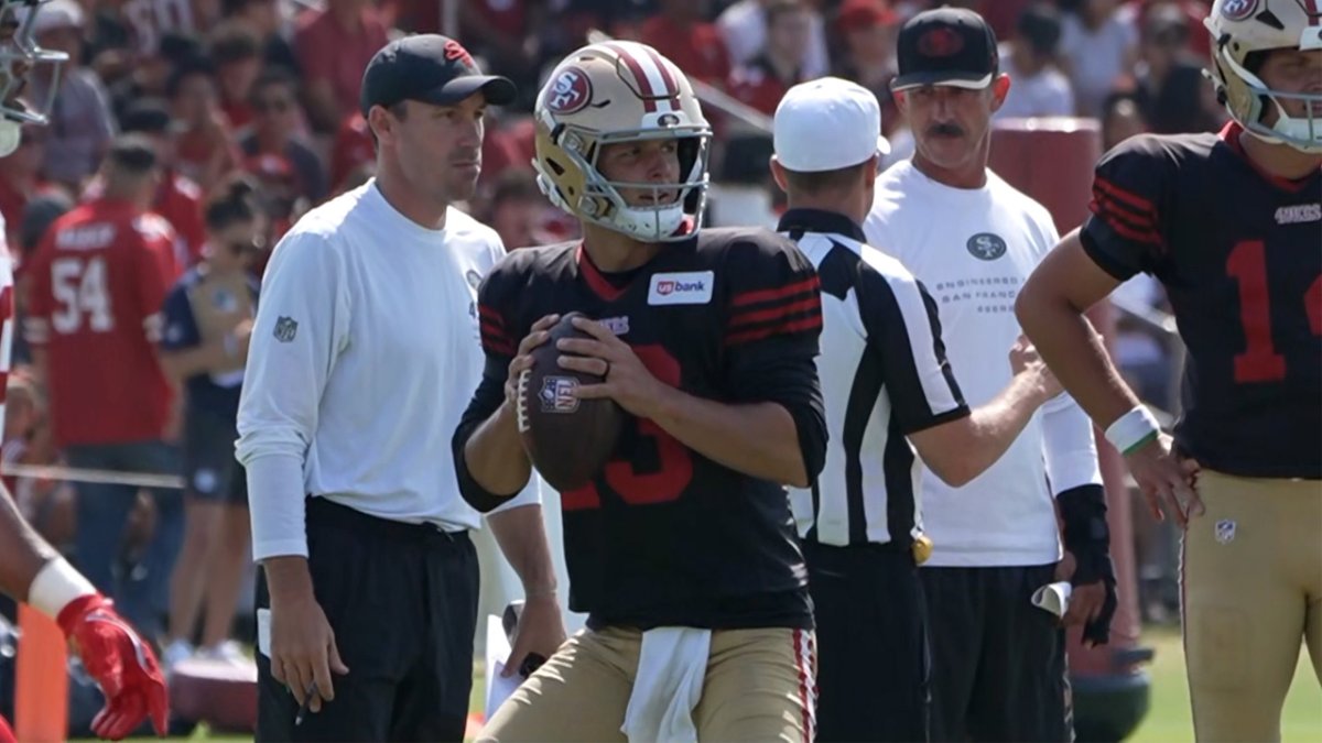 Brock Purdy's growth on display in 49ers' first joint practice vs. Titans