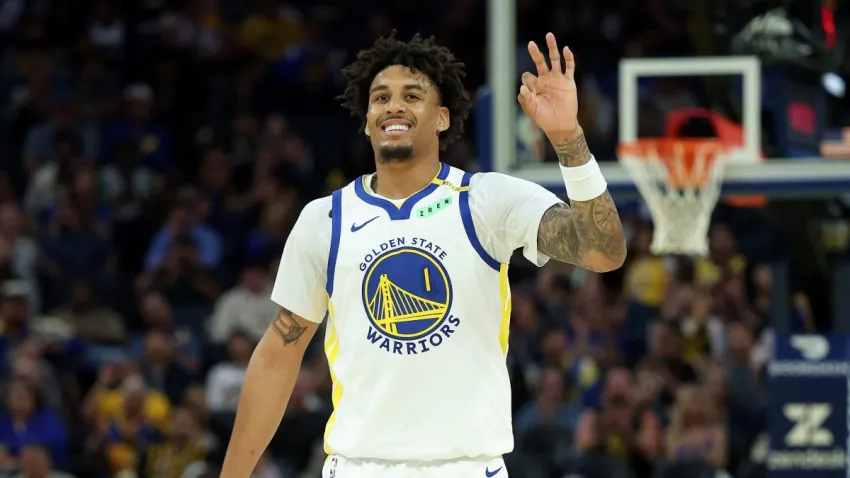 SAN FRANCISCO, CALIFORNIA – OCTOBER 06: Yaxel Lendeborg #1 of the Golden State Warriors reacts after the Warriors made a basket against the Los Angeles Lakers during the second half of their preseason game at Chase Center on October 06, 2026 in San Francisco, California. NOTE TO USER: User expressly acknowledges and agrees that, by downloading and/or using this photograph, user is consenting to the terms and conditions of the Getty Images License Agreement.  (Photo by Ezra Shaw/Getty Images)