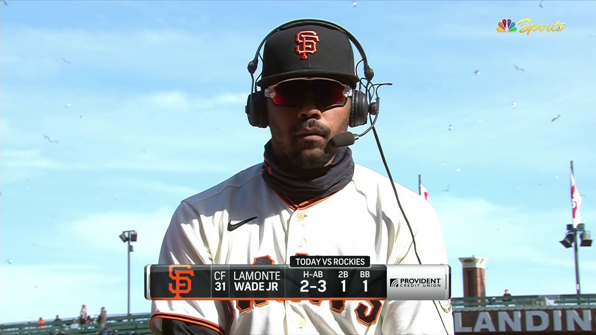 San Francisco Giants first baseman LaMonte Wade Jr. (31) prepares for an  MLB game against the