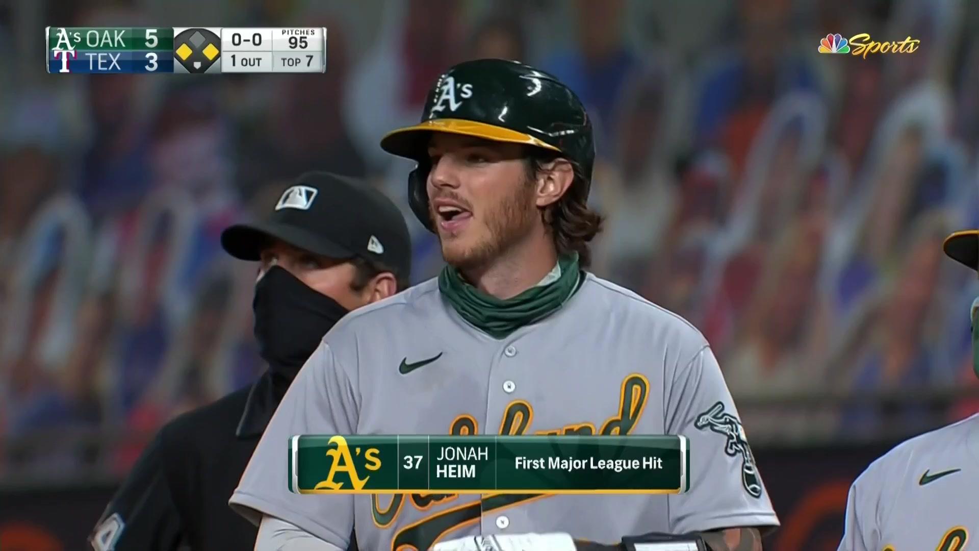 He's got a batting average! Jonah Heim records first MLB hit – NBC Sports  Bay Area & California
